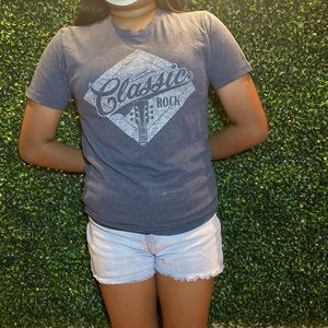 Mens Small Short sleeve “classic rock” light blue shirt